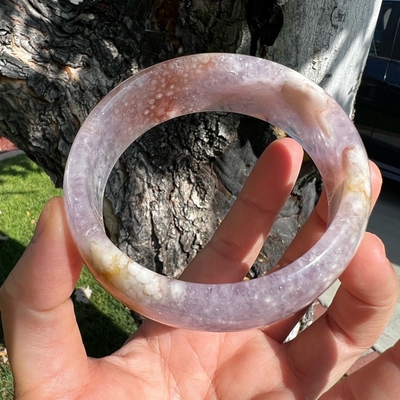 SUPER RARE - Amethyst Flower Agate Bangle Bracelet - Picture 6 of 7